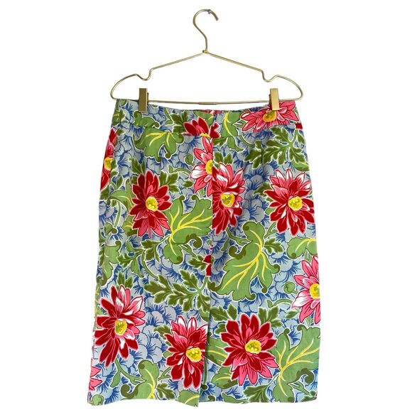 TALBOTS Size 10 Floral Spring A-Line Knee Length Skirt Side Zip 543 - Picture 2 of 8